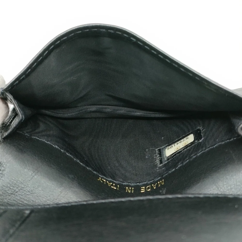 Chanel Card Case Black Leather